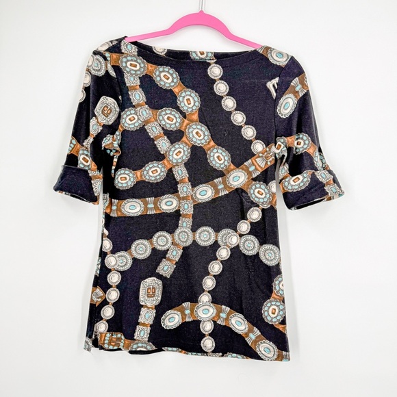 Ralph Lauren Gold and Black Graphic Blouse - Picture 1 of 5